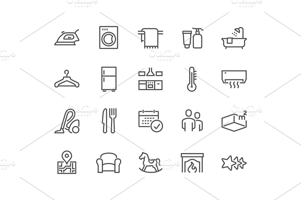 Line Hotel Icons in Illustrations - product preview 8