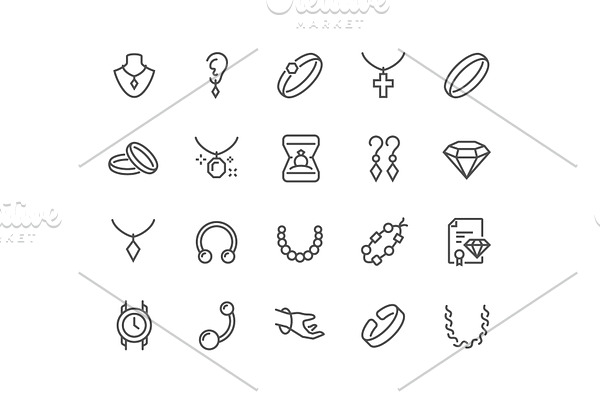 Line Jewelry Icons