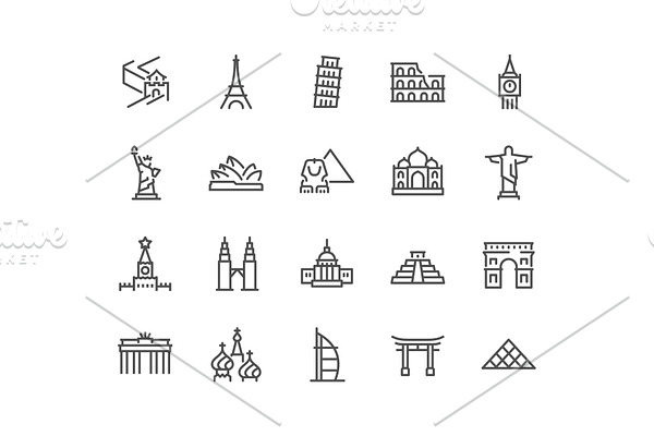 Line Landmarks Icons