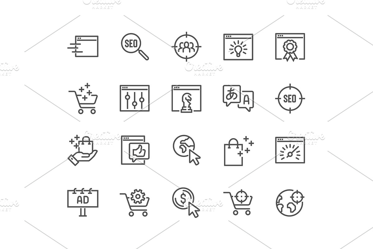 Line SEO Icons in Illustrations - product preview 8