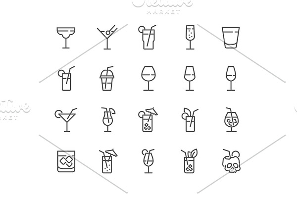 Line Cocktail Icons