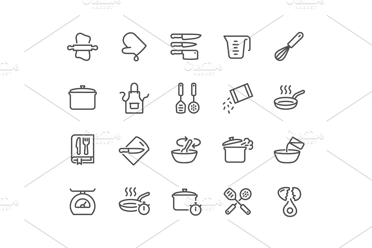 Line Cooking Icons in Illustrations - product preview 8