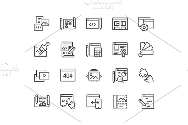 Line Web Development Icons
