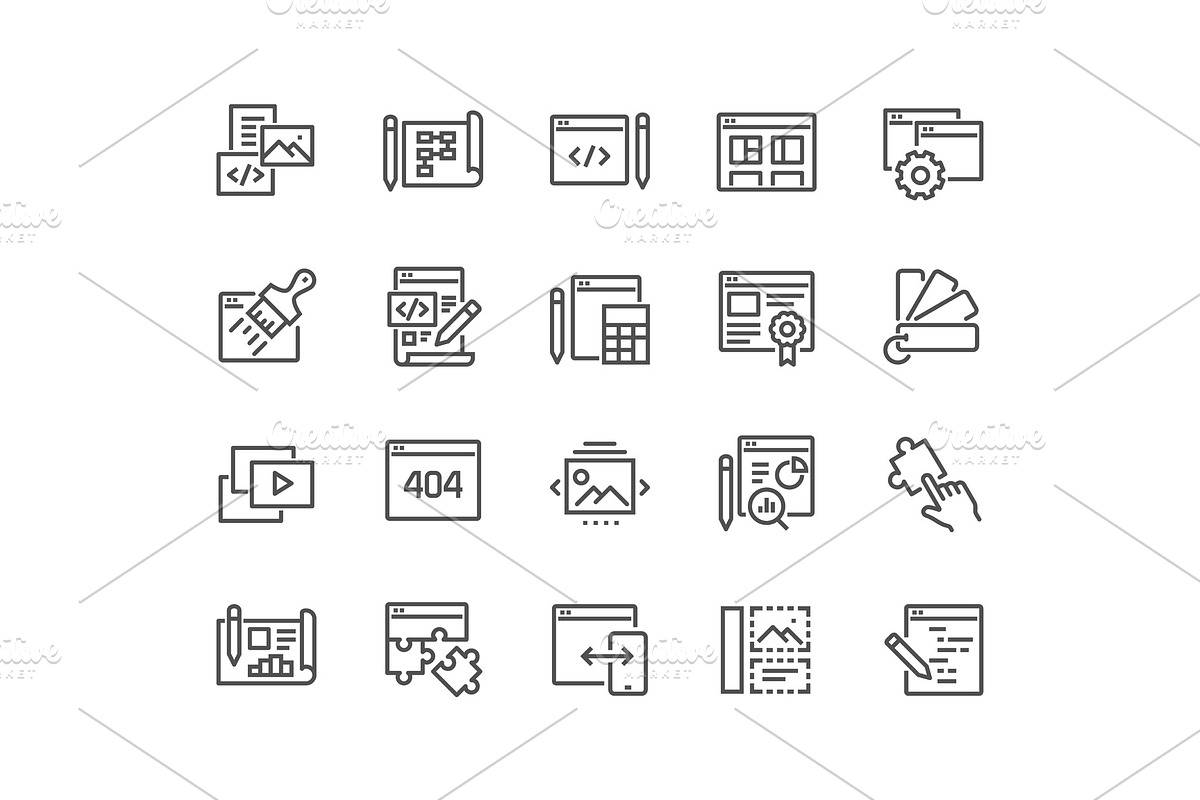 Line Web Development Icons in Illustrations - product preview 8