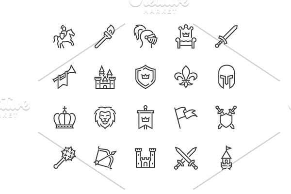 Line Medieval Icons