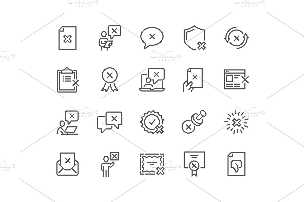 Line Reject Icons in Illustrations - product preview 8