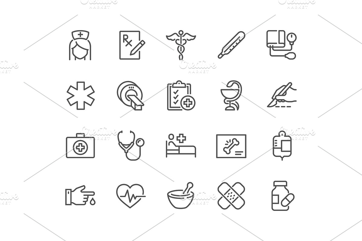 Line Medical Icons in Illustrations - product preview 8