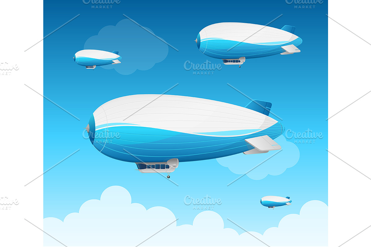 Realistic 3d Detailed Dirigible Fly  in Illustrations - product preview 8