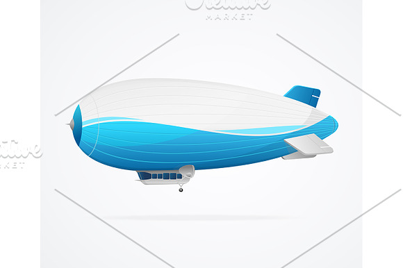 Realistic 3d Detailed Dirigible Fly  in Illustrations - product preview 1