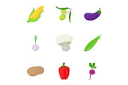 Healthy vegetables icons set