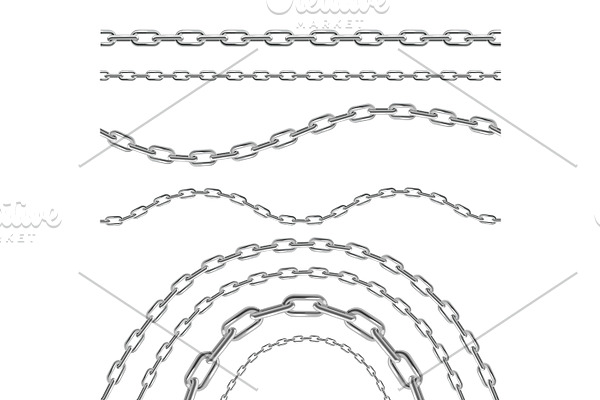  Silver and Golden Chain Set. Vector