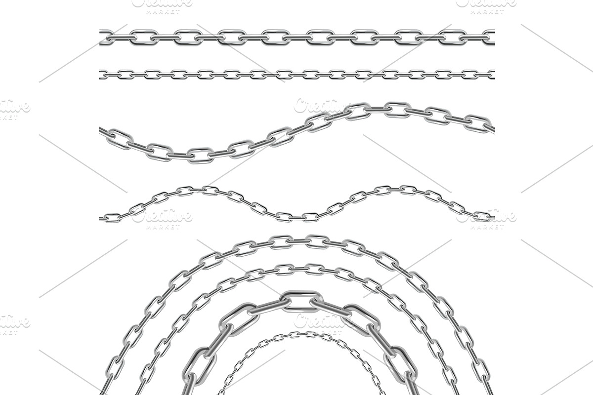  Silver and Golden Chain Set. Vector in Illustrations - product preview 8