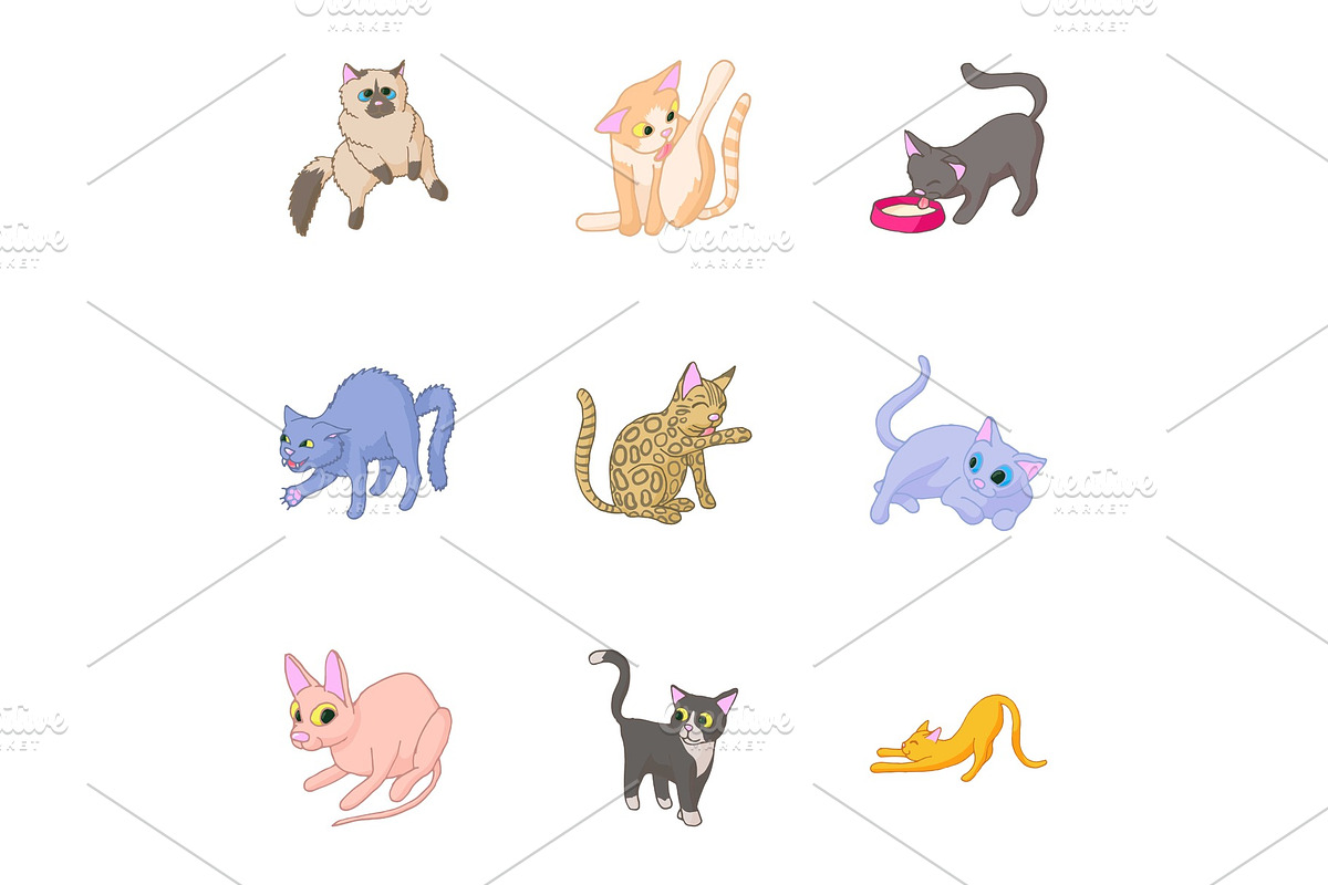 Furry friend icons set, cartoon in Illustrations - product preview 8