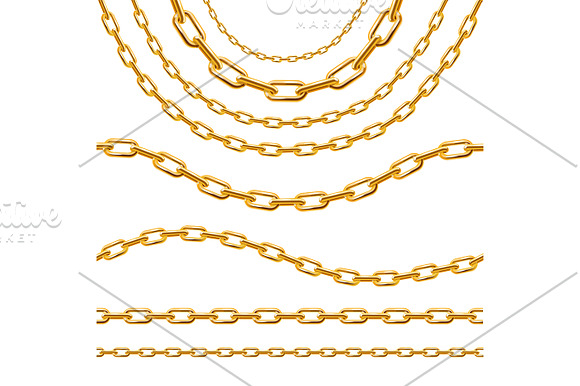  Silver and Golden Chain Set. Vector in Illustrations - product preview 1