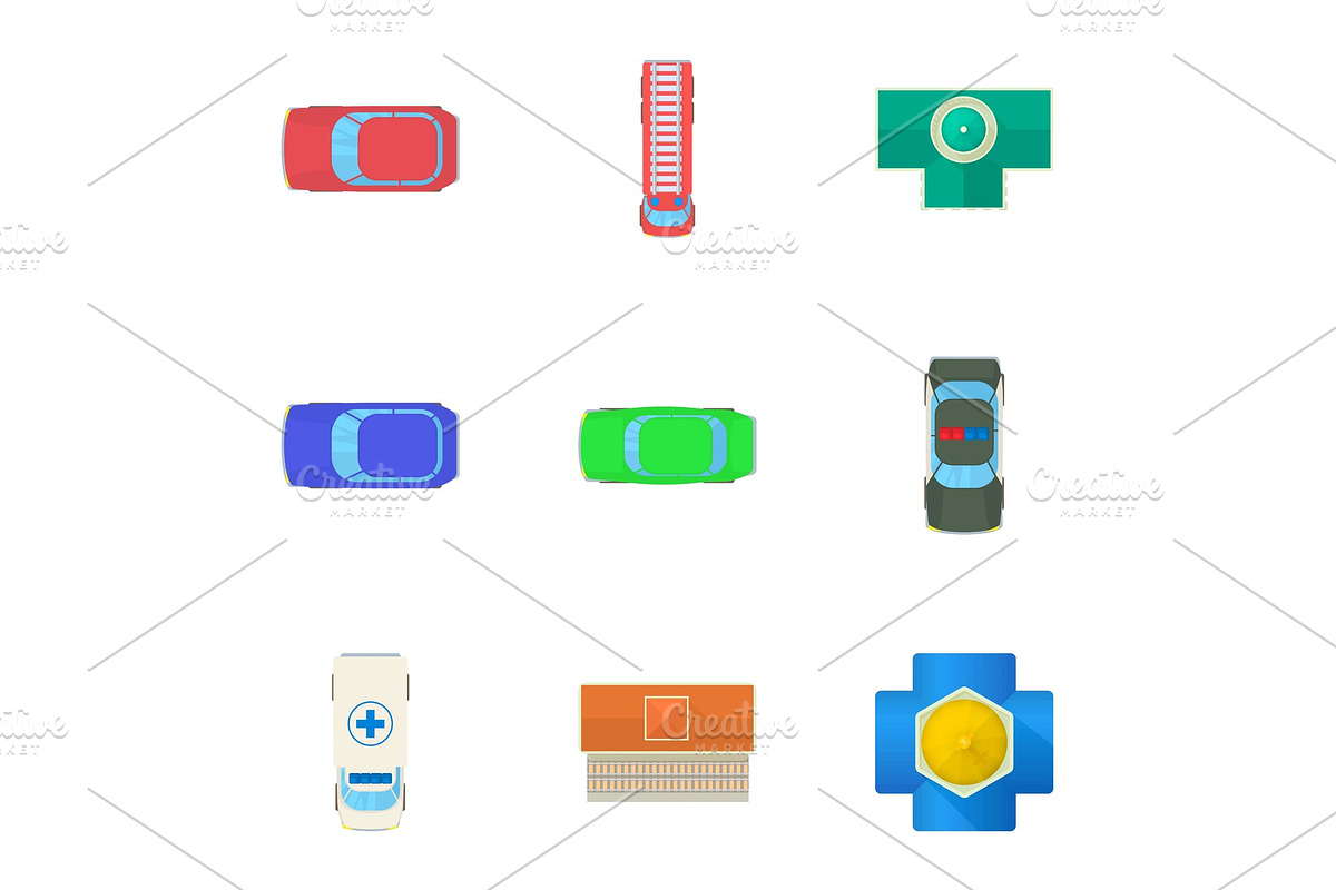 Top view of transport icons set in Illustrations - product preview 8
