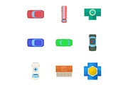 Top view of transport icons set