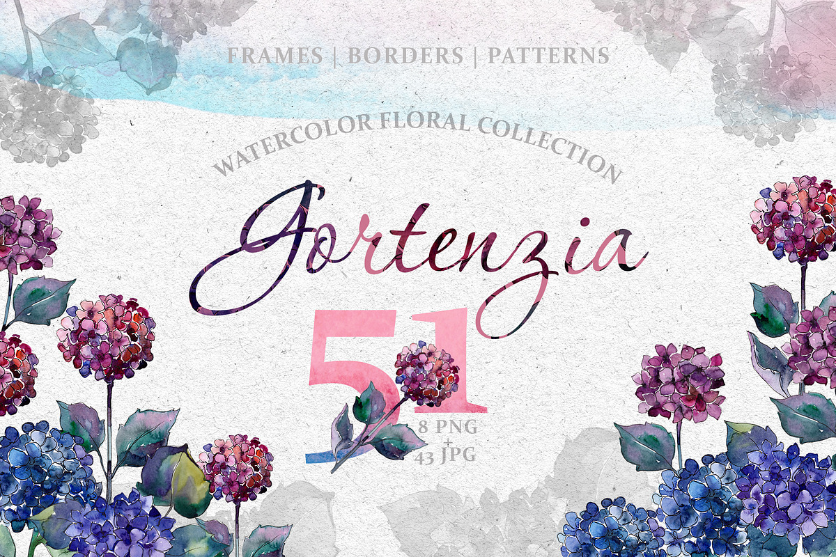 Gortenzia Magic Watercolor png  in Illustrations - product preview 8