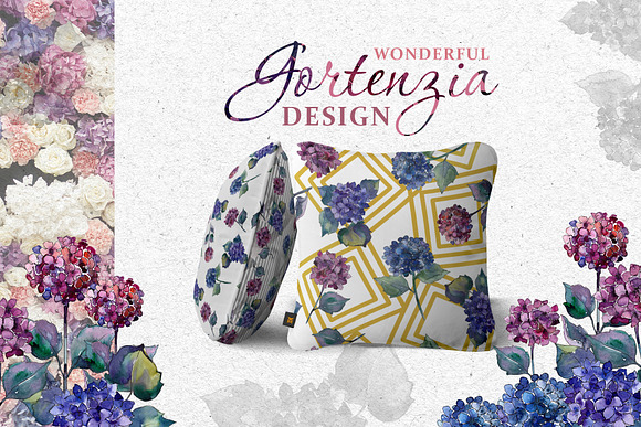 Gortenzia Magic Watercolor png  in Illustrations - product preview 1
