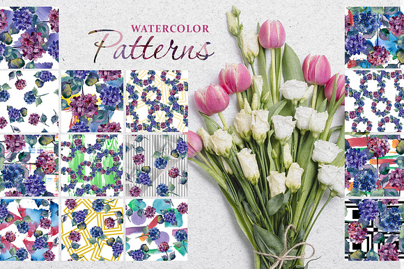 Gortenzia Magic Watercolor png  in Illustrations - product preview 5