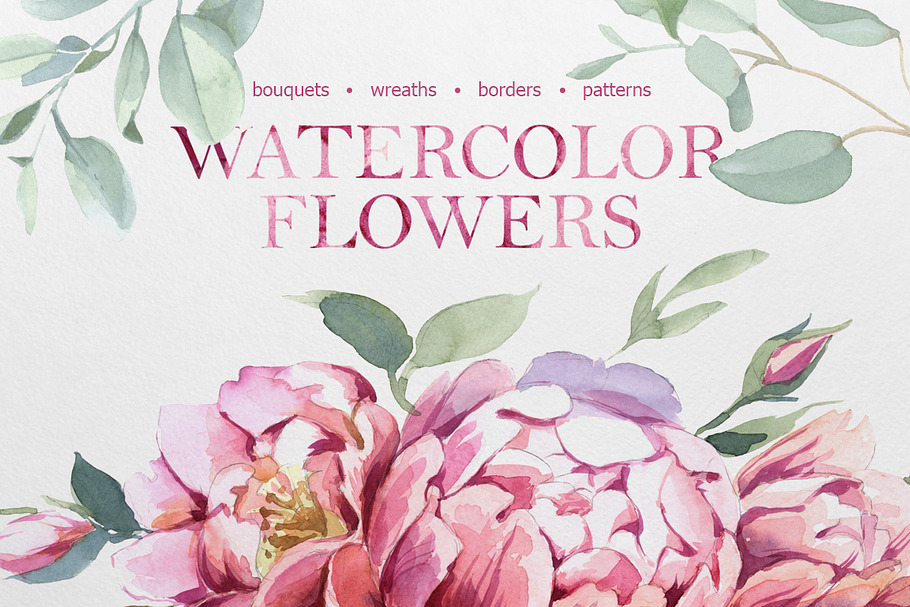 Watercolor flowers in Illustrations - product preview 8