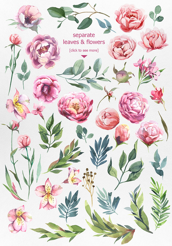 Watercolor flowers in Illustrations - product preview 4