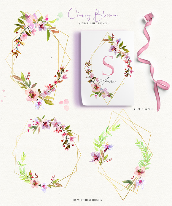 Cherry Blossom Watercolor Clip Art in Illustrations - product preview 3