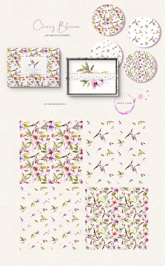 Cherry Blossom Watercolor Clip Art in Illustrations - product preview 4