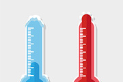 Celsius and Fahrenheit thermometers.