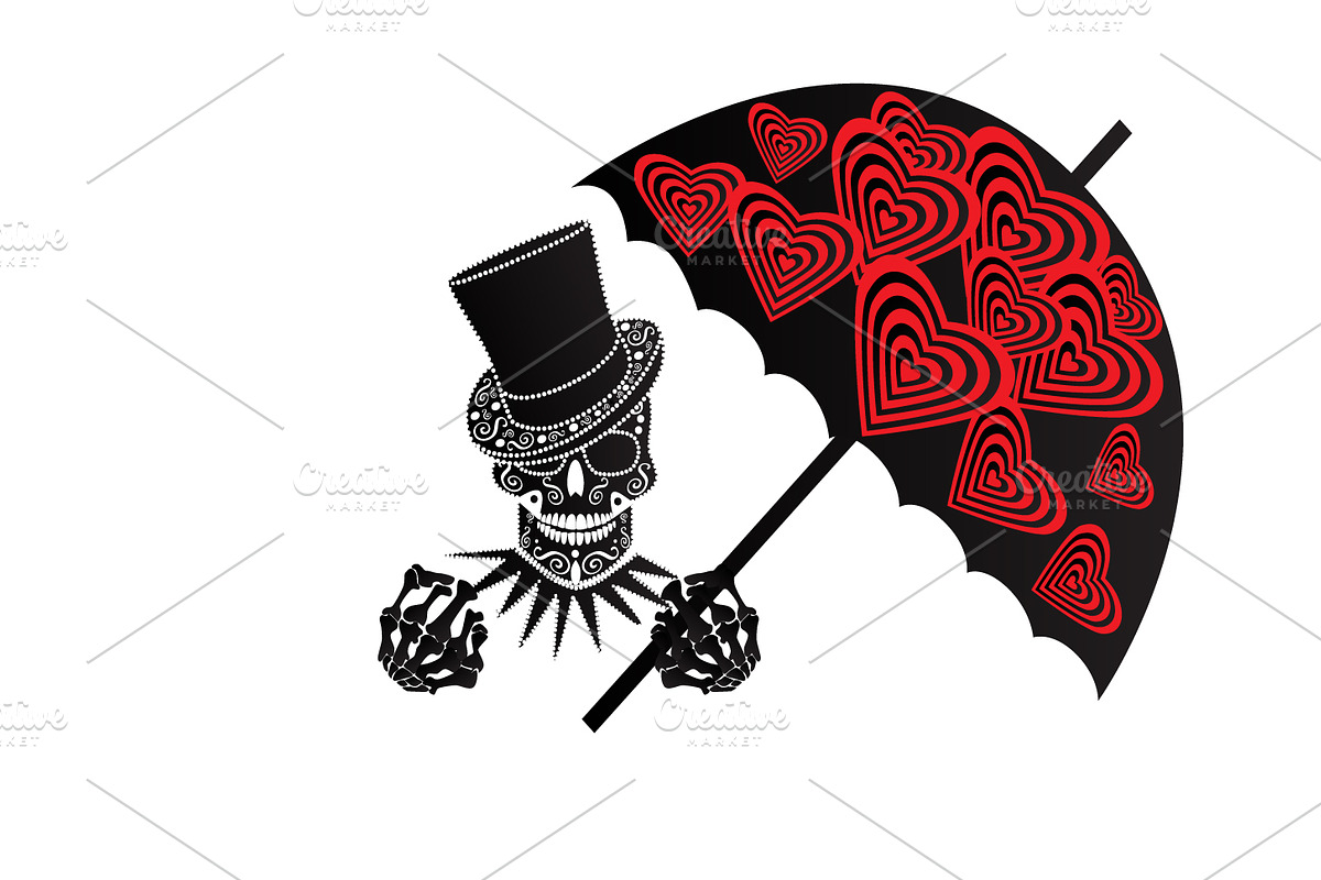 Happy valentine background, skull  in Graphics - product preview 8