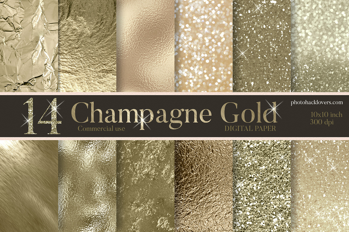 Champagne Gold Digital Paper in Textures - product preview 8