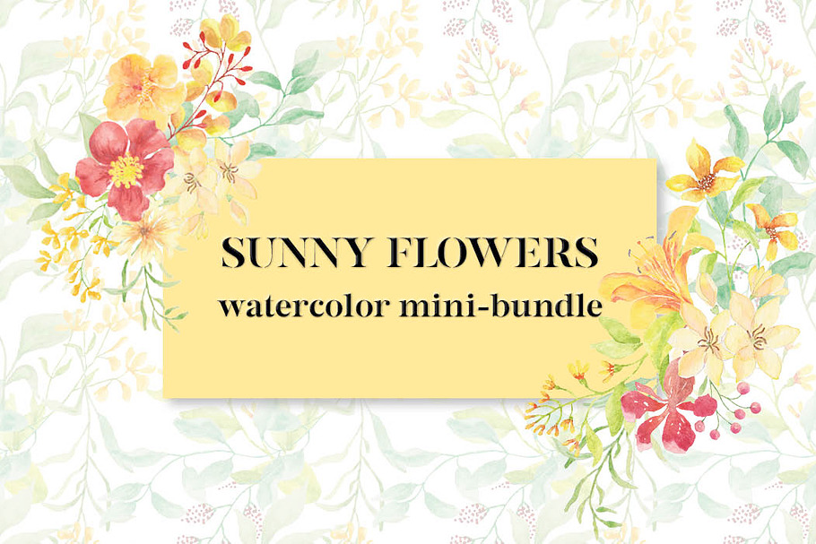 Sunny Flowers:watercolor mini-bundle in Illustrations - product preview 8