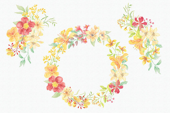 Sunny Flowers:watercolor mini-bundle in Illustrations - product preview 2