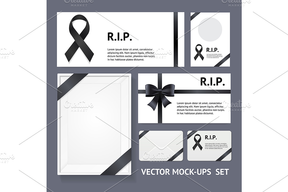 Mourning Empty Card Set. Vector in Objects - product preview 8