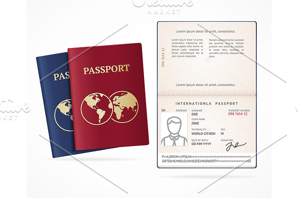 International Passport Blank Set. 