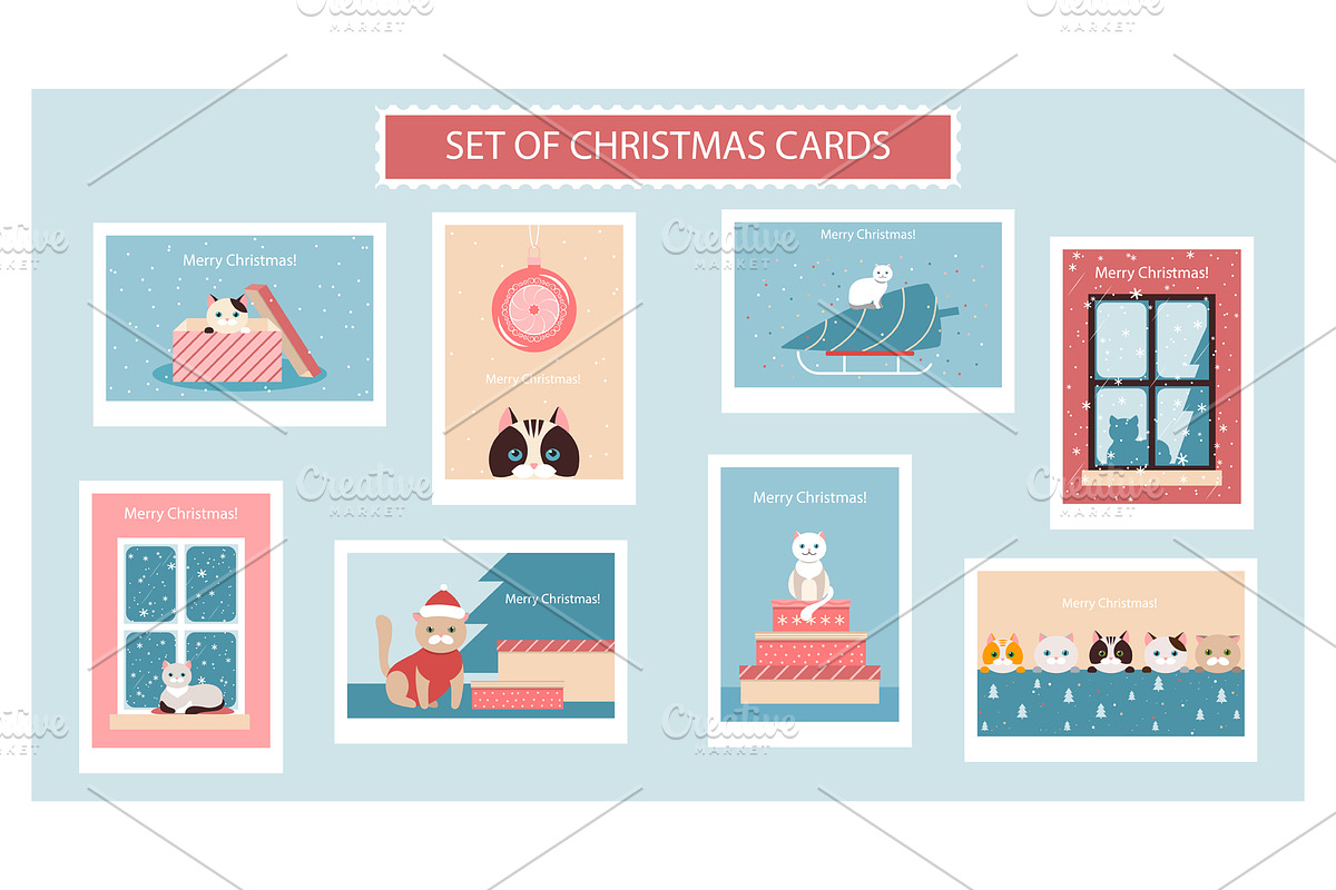 set of Christmas cards in Illustrations - product preview 8