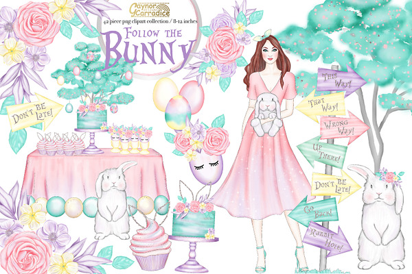 Follow the Bunny - Easter clipart