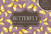 6 Seamless patterns with butterfly