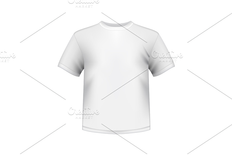 white round neck t-shirts male isola in Objects - product preview 8