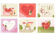 Happy Valentines Day Cards Set