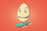 egg rides on skateboard