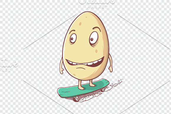 egg rides on skateboard in Illustrations - product preview 1