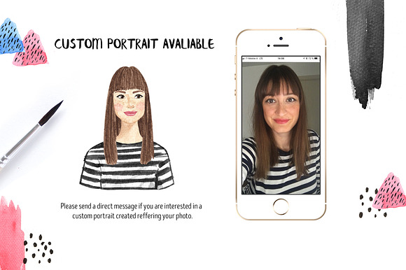Watercolor portrait creator in Illustrations - product preview 8