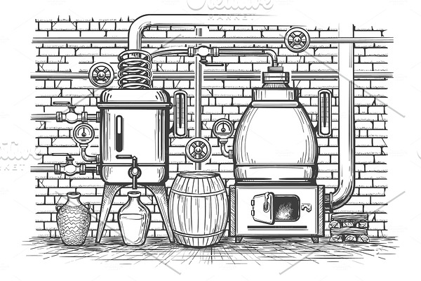 Vintage distillation equipment