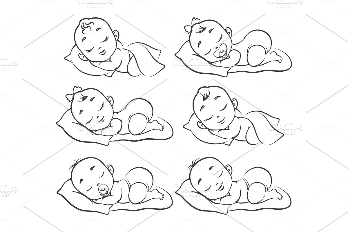 Newborn baby sketch in Illustrations - product preview 8