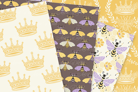 Spring Bee Seamless Vector Patterns in Patterns - product preview 2