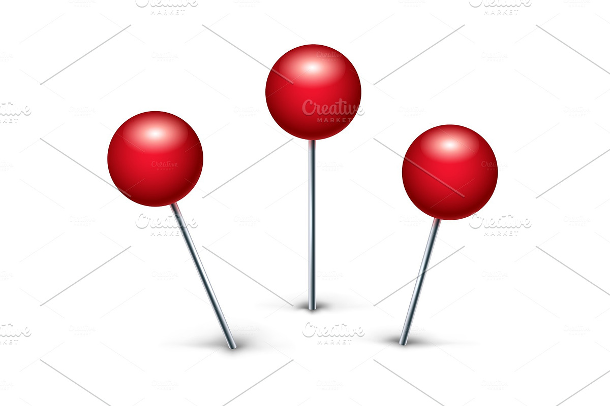 Paper pushpins isolated on white in Objects - product preview 8
