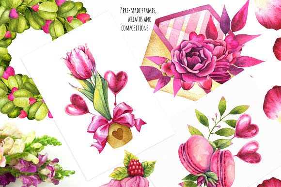 Sweet love - watercolor clipart set in Illustrations - product preview 2