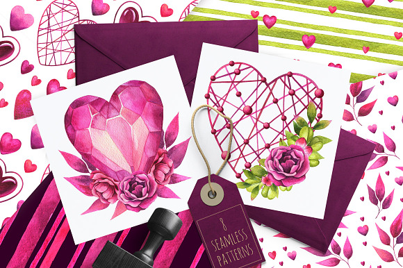 Sweet love - watercolor clipart set in Illustrations - product preview 3