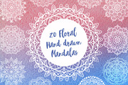 20 Floral hand drawn mandalas