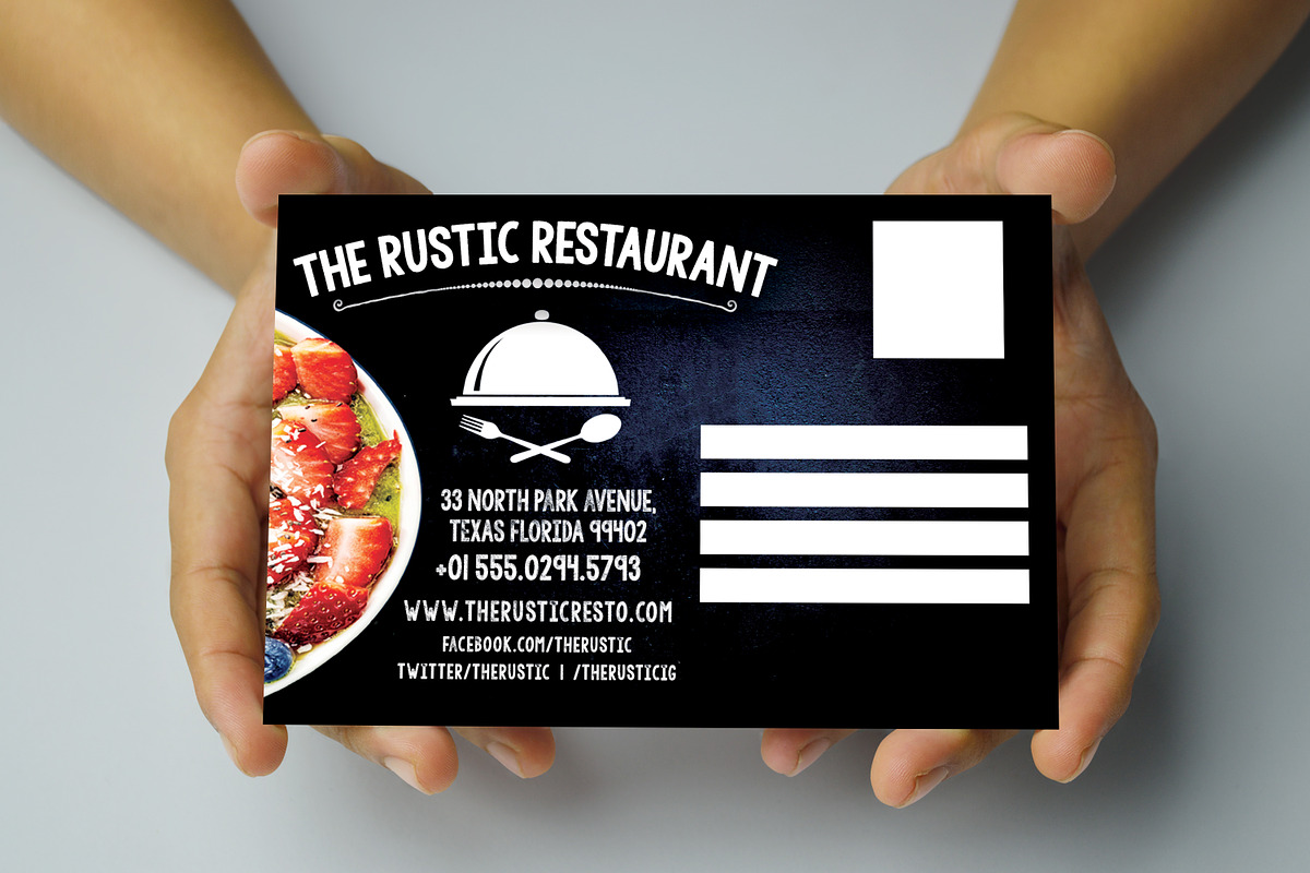 Chalk Styles Restaurant PostCard in Postcard Templates - product preview 8